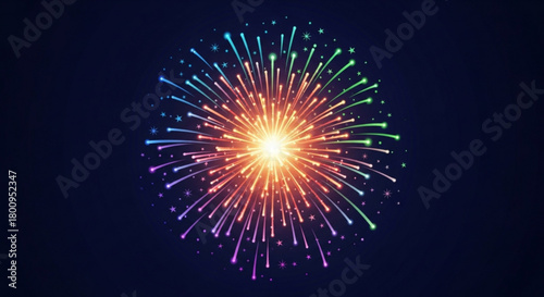 A vibrant and colorful firework display illuminates the night sky, bursting with energy and creating a mesmerizing spectacle of light and color