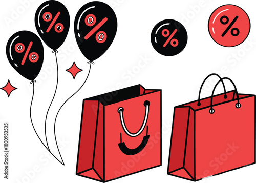 Dynamic 3d glossy black friday sale tags with bold typography and vibrant colors for promotional campaigns