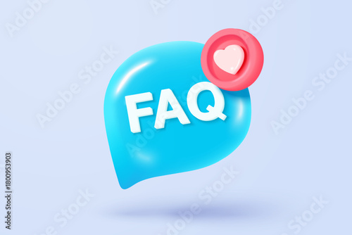 3d question answer sign or problem icon. speak bubbles question mark sign or ask FAQ and QA answer solution information. 3d answer speech bubbles icon vector render illustration