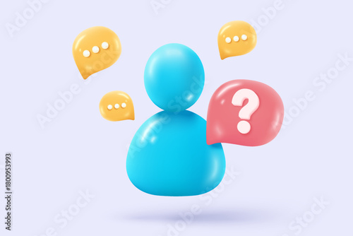 3d question and answer 24 hours icon signs for consultation concepts. speaker feedback with operator help hotline contact. 3d support consultant talk icon buttons vector render illustration