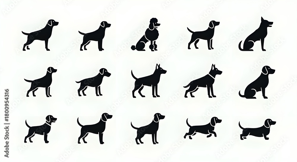 Obraz premium dogs animals silhouettes set