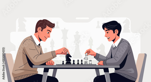 Two Men Engaged In a Strategic Chess Match Focusing On Thoughtful Gameplay