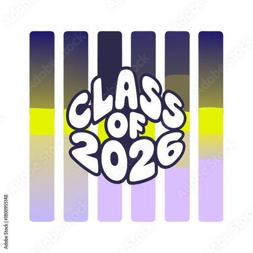 Class of 2026 text with music equalizer bars graduation