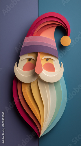 Santa Claus with rainbow-colored beard vertical