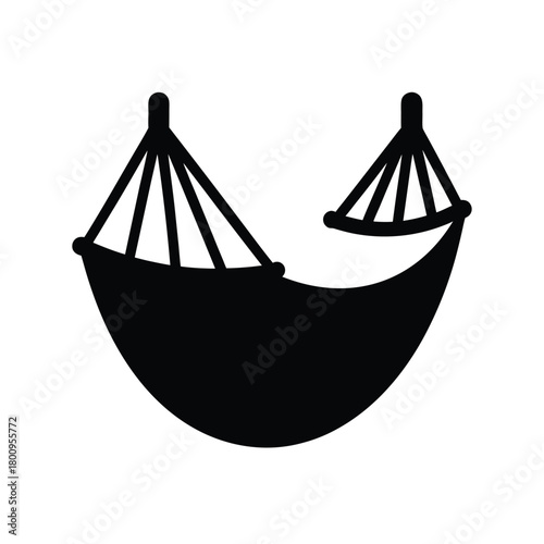 Simple black hammock icon silhouette for relaxation and outdoor leisure