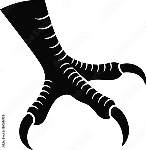 A simple black silhouette of a bird s foot with sharp talons