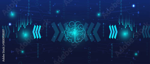 Digital Brain and Artificial Intelligence Concept Background