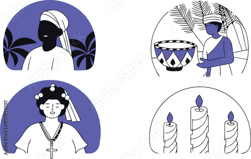 Brazil and Afro-Brazilian Culture and Religious Heritage Illustration