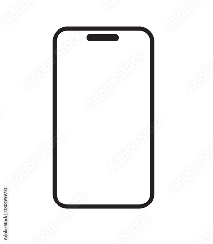 Clean flat art of a slim phone with bright glow and soft line in calm tone for tech use in ad and app mock with clear form and neat look