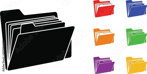 Colorful file folders in various shades displayed neatly representing organization