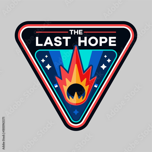 Space Mission Patch “The Last Hope”. Colorful Space Mission Patch Design with Rocket Illustration and Futuristic Emblem Style Featuring The Last Hope Theme