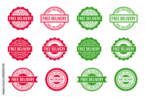 Free delivery label stamp customizable on transparent background. free delivery set vector illustration editable