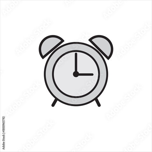 Retro twin-bell alarm clock illustration. Classic design with metal housing, winding keys, and prominent hammers. Timepiece, morning, wake up.retro alarm clock