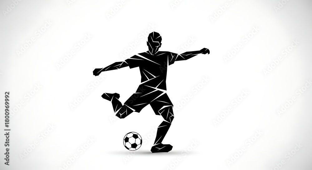 Fototapeta premium Soccer player kicking ball vector illustration football sport design graphic artwork 90 char