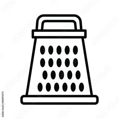 Kitchen grater outline icon for culinary preparations and food processing, essential utensil for grating cheese vegetables and fruits