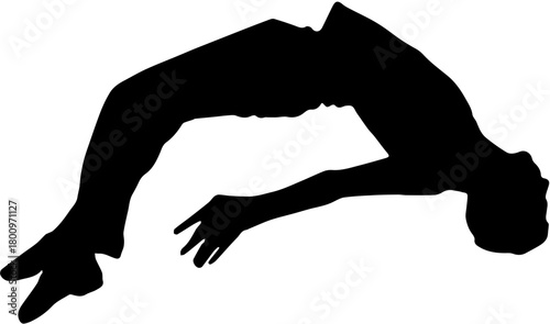 silhouette of a man jumping flying 