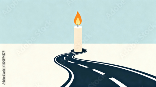 Vector Art 10 - Candle Flame Road Line