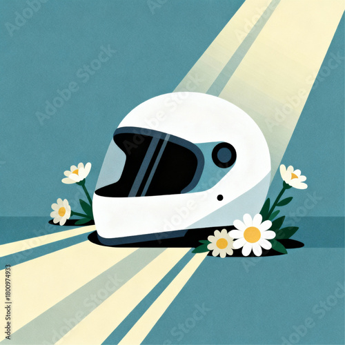 Vector Art 19 - Helmet with Flowers