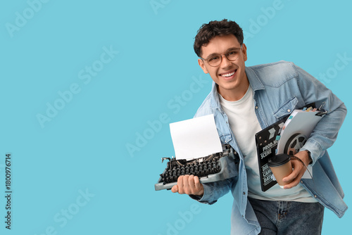 Male screenwriter with scen...