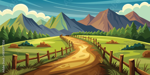 Cartoon mountain landscape background vector illustration for graphic design and wallpaper use
