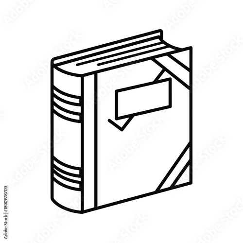 Line art book icon for education and learning concepts, isolated vector graphic representing knowledge and literature themes.