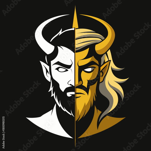 “Dual Nature Angel–Demon Vector Portrait”