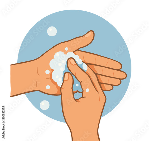 Illustration of Hands Washing with Soap