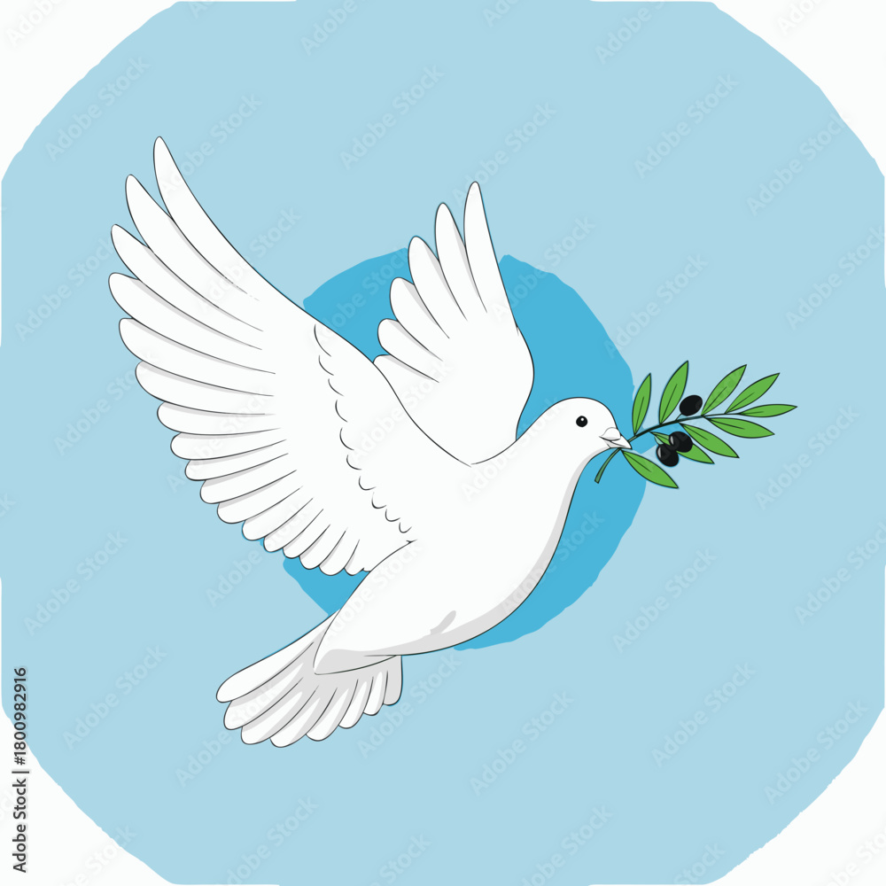 Obraz premium Dove of Peace with Olive Branch Symbolizing Hope and Reconciliation.