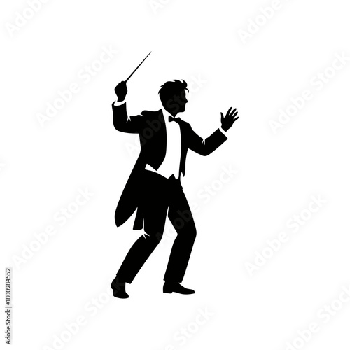 vector silhouette of a concert conductor