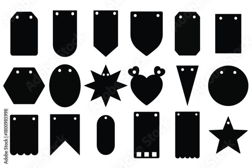 Blank Tag Shape Silhouette Icon Bundle