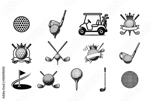 Vintage Golf Logo and Emblem Icon Set