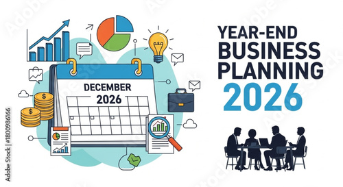 Strategic Business Planning Concept with Calendar and Analytics for 2026