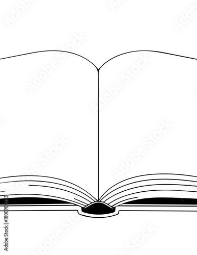 Open book vector illustration with blank white pages isolated for study and knowledge document