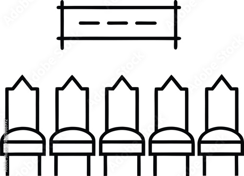 Banquet Seating Plan Line Art with Transparent Background