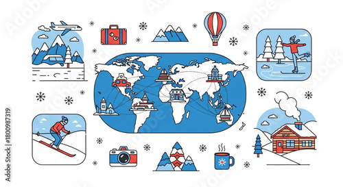 World Map Winter Adventure – Skiing, Cabin Stay and Seasonal Tourism