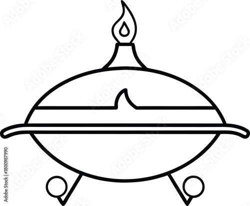 Caribbean Jerk Grill Line Art with Transparent Background