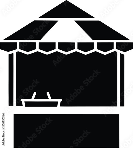 French Crepe Street Stall Line Art Transparent Background