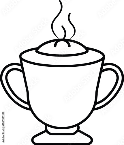 Indian Masala Chai Line Art Transparent Background