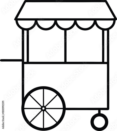 Italian Gelato Cart Line Art Transparent Background