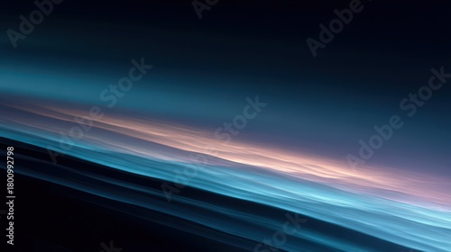 A surreal gradient of shifting aurora-like light bands across dark negative space Soft volumetric glow enhances atmospheric depth