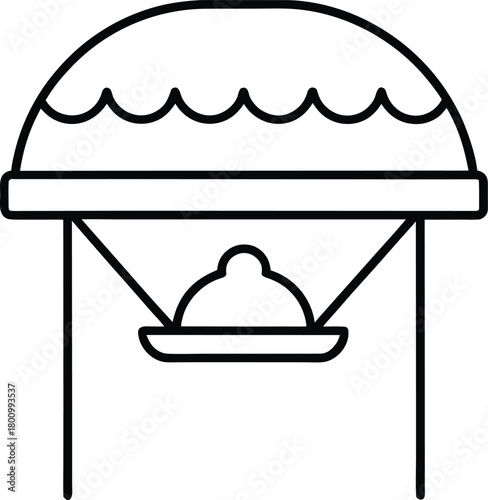 Latin American Empanada Stand Line Art Transparent Background