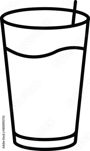 Mexican Horchata Glass Line Art Transparent Background