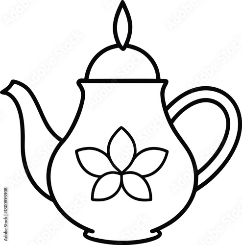 Moroccan mint tea line art transparent background