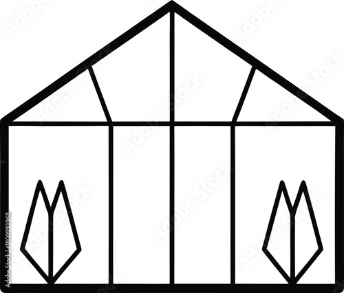 Organic greenhouse line art transparent background