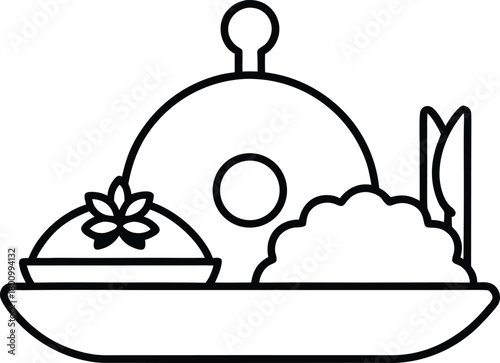 Plated event meal line art transparent background