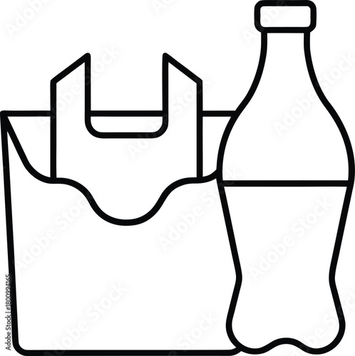 Plastic free packaging line art transparent background