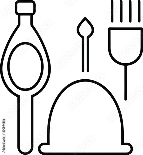 Restaurant tasting menu icons line art transparent background