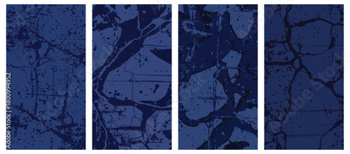 Blue grunge texture background with cracks and stains for graphic design use