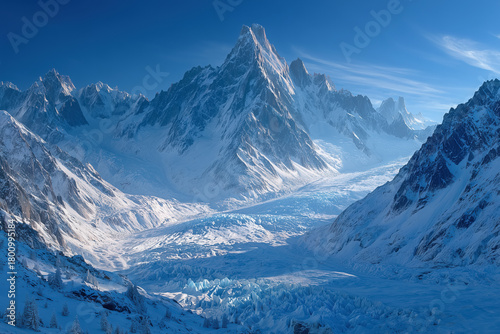 Wallpaper Mural Majestic snow-covered mountains with clear blue sky and vast glacial landscape Torontodigital.ca