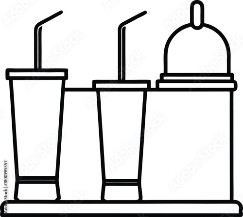 Smoothie Bar Setup Line Art Transparent Background